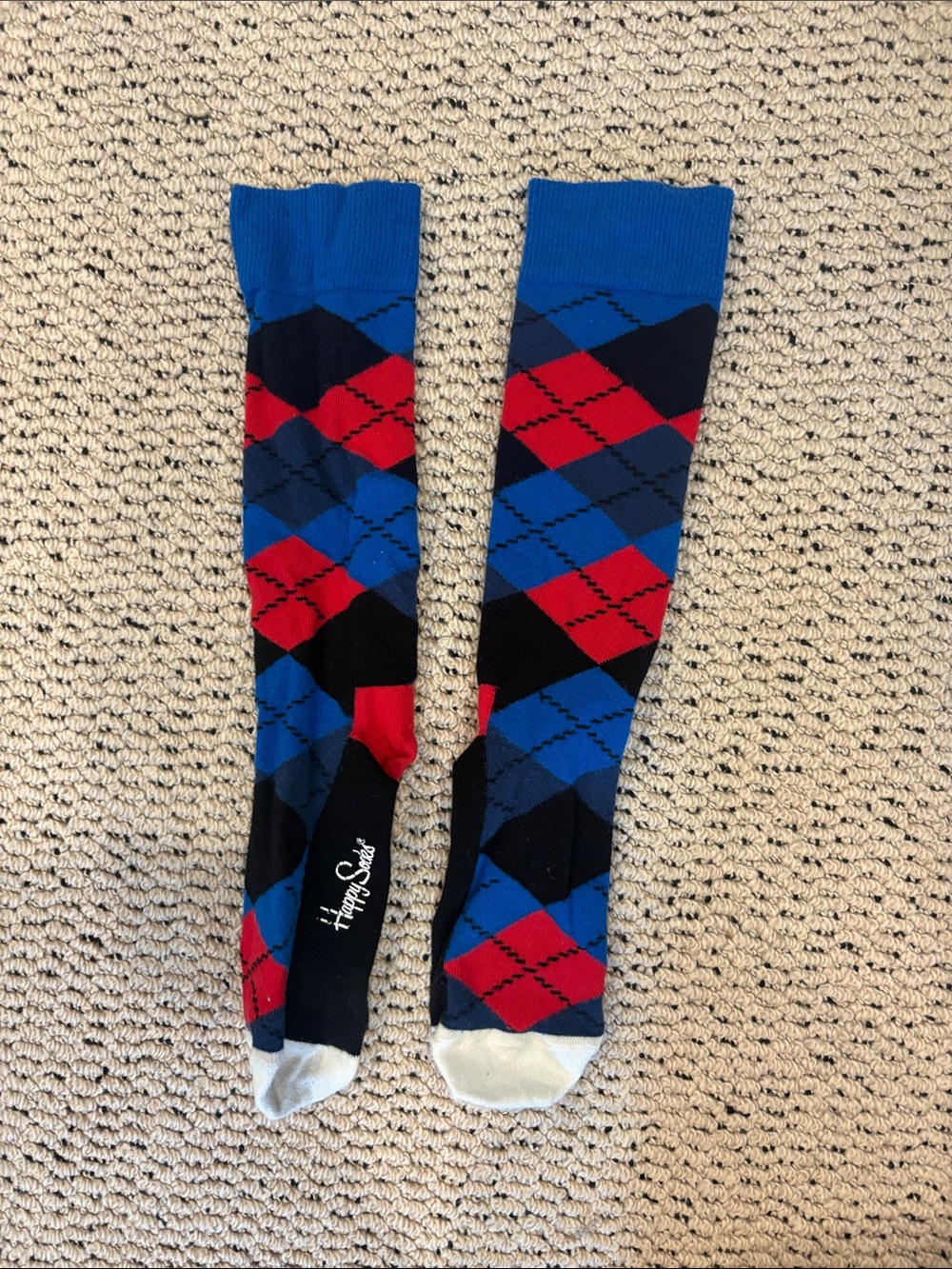 Happy Socks Blue, Red & Black Argyle Knee-Highs